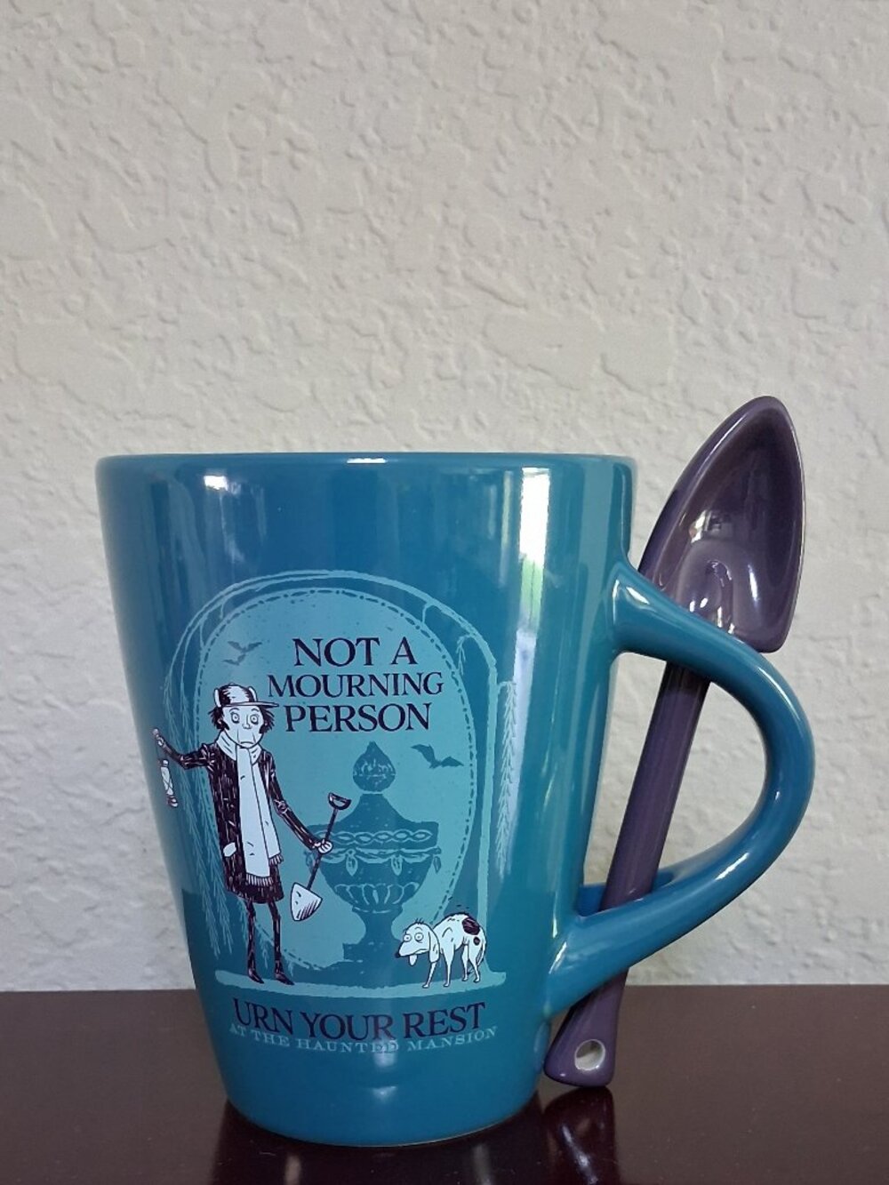 Disney Parks Haunted Mansion "Not a Mourning Person" 14oz Ceramic Mug & Spoon